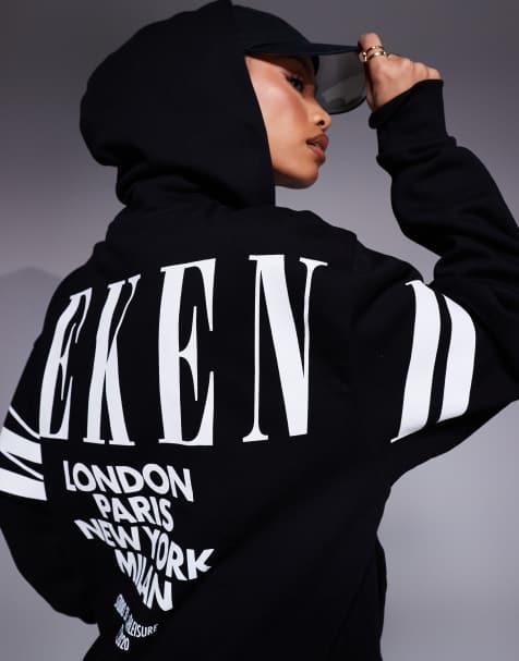 Weekend Collective - Oversized hoodie met gestapeld logo op de achterkant in zwart - view 1