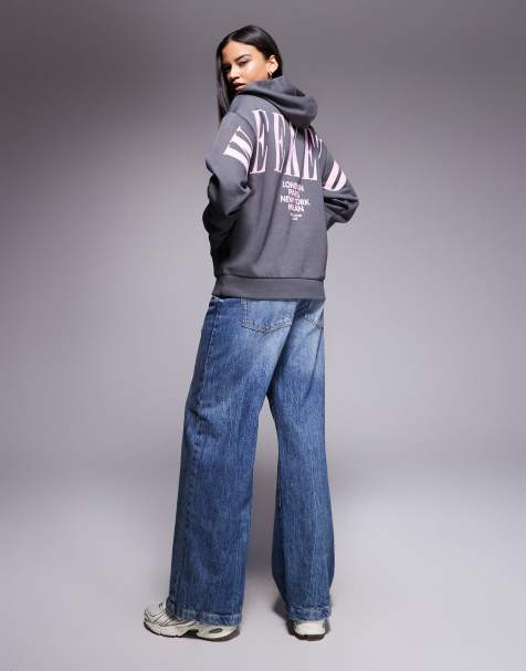 Weekend Collective oversized hoodie with stacked back logo in charcoal - view 1