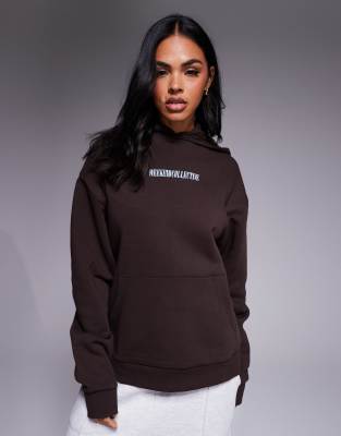 Asos Weekend Collective Weekend Collective Oversized Hoodie With Stacked Back Logo In Brown