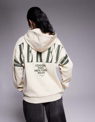 Asos Weekend Collective Weekend Collective Oversized Hoodie With Stacked Back Logo In Neutral