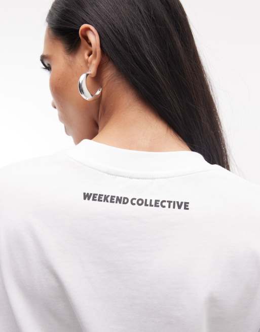 Weekend Collective - Oversized hvid T-shirt med 'Ibiza'-slogan, 4 af 4
