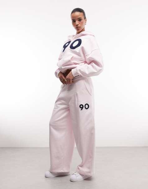 Weekend Collective - Oversized joggingbroek met wijde ronde pijpen in babyroze, deel van co-ord set - view 1