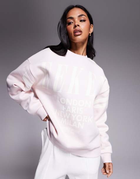Weekend Collective oversized sweat with stacked logo in dusky pink - view 1