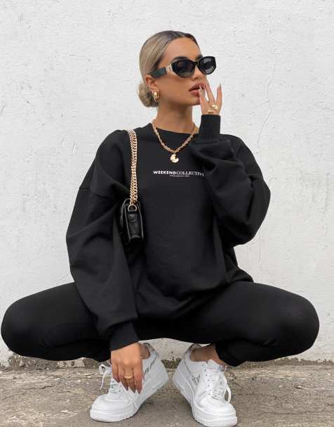 Weekend Collective oversized sweatshirt with large back logo in black - view 1