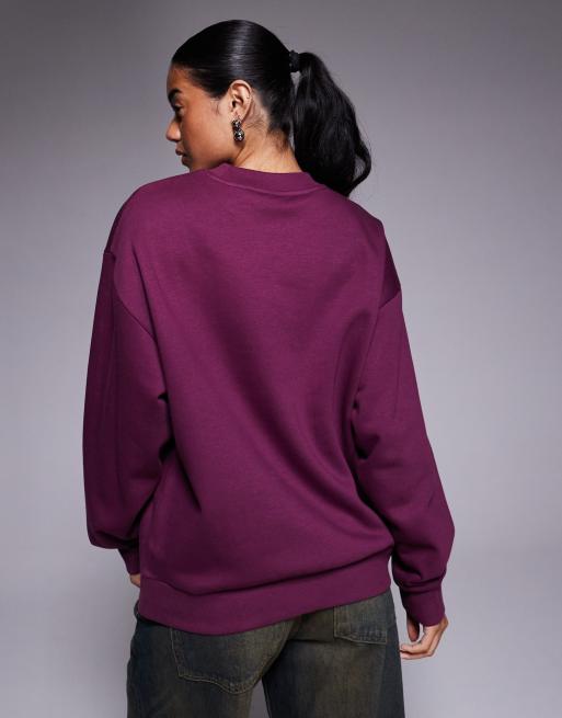Weekend Collective oversized sweatshirt with stacked logo in plum