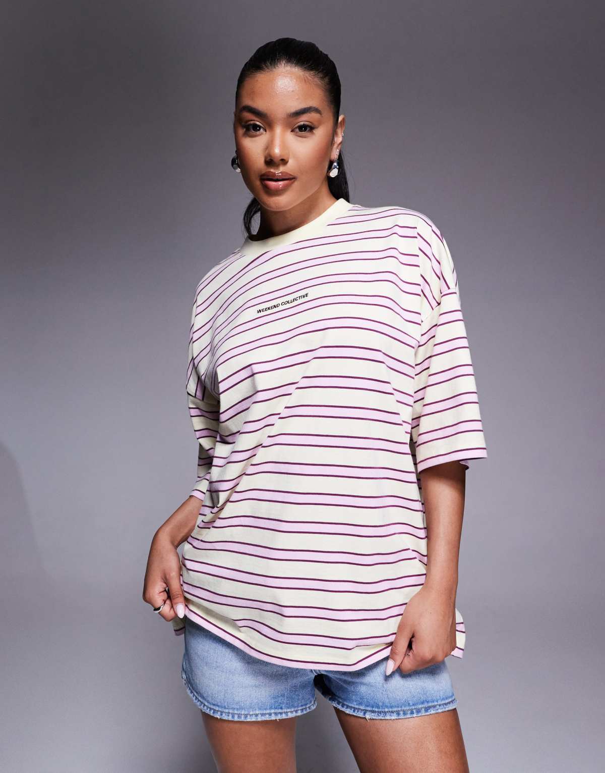 Weekend Collective oversized t-shirt in yellow stripe