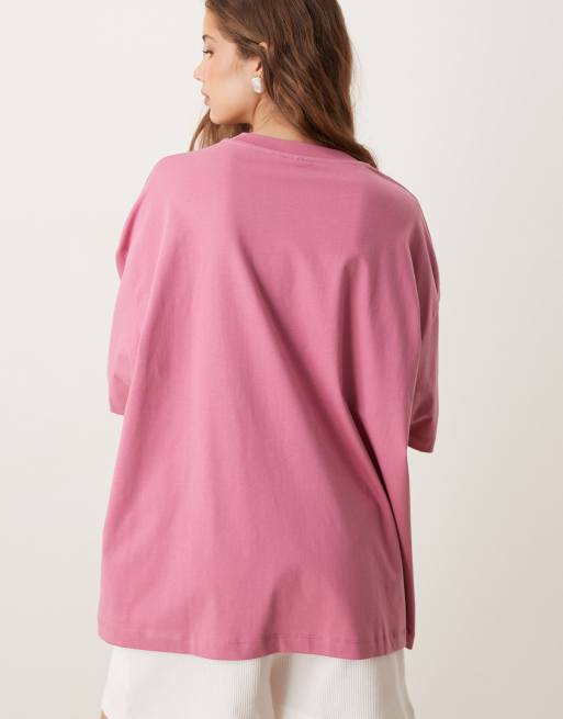 Weekend Collective - Oversized T-shirt met krabbellogo in roze, 3 van 4
