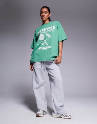 Asos Weekend Collective Weekend Collective Oversized T-shirt With Athleisure Tennis Club