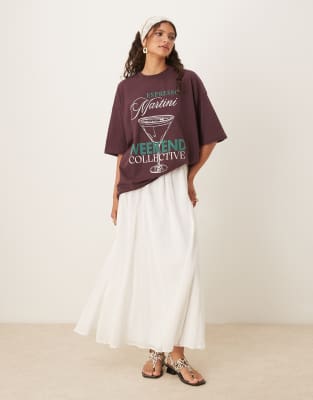 Asos Weekend Collective Weekend Collective Oversized T-shirt With Cocktail And Social Club Graphics