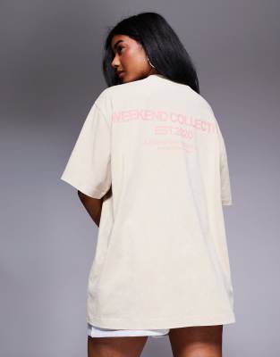 Shop Asos Weekend Collective Weekend Collective Oversized T-shirt With Graphic Front Logo