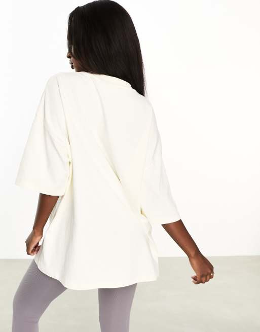 Weekend Collective oversized t-shirt with graphic in ecru and green, 4 of 4