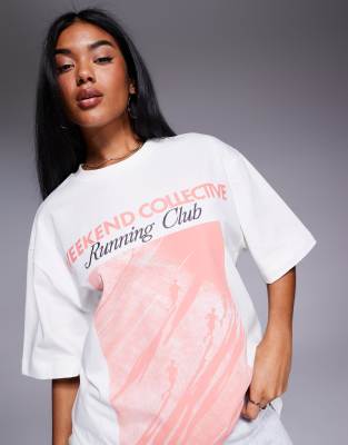 Asos Weekend Collective Weekend Collective Oversized T-shirt With Photographic Running Club Graphic