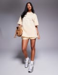 [ASOS Weekend Collective] Weekend Collective oversized t-shirt with scribble logo in buttermilk-Yellow XS Buttermilk