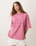 [ASOS DESIGN] Weekend Collective oversized t-shirt with scribble logo in pink M PINK