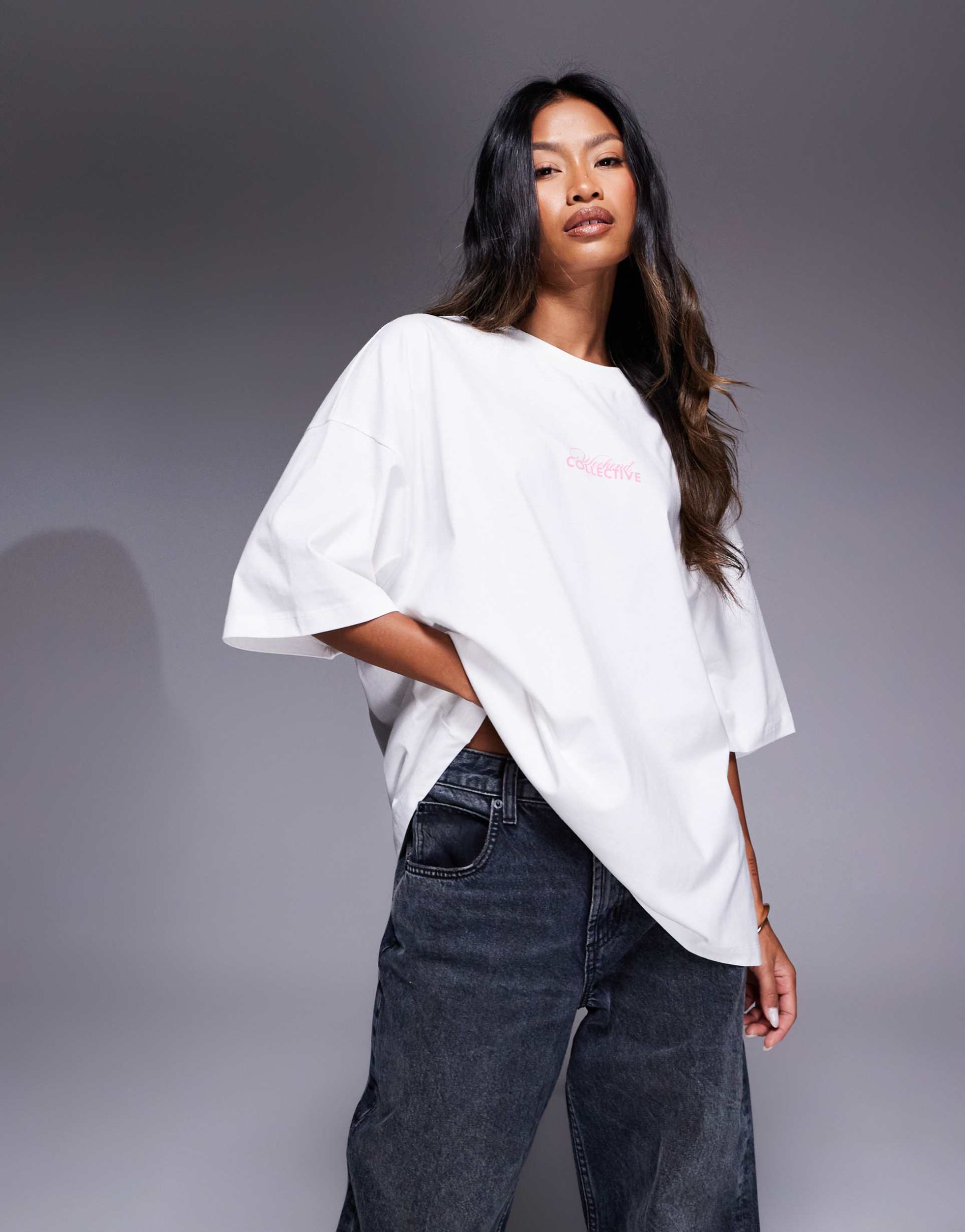 weekend collective oversized t-shirt with wellness travel graphic in coconut milk