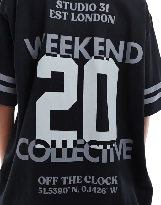 Weekend Collective - Oversized T-shirtjurk met grafische print in zwart, 2 van 4