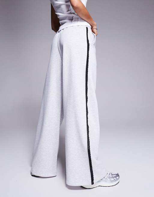 Weekend Collective - Pantalon de jogging ample à détail lacé - Gris chiné et noir, 4 de 5