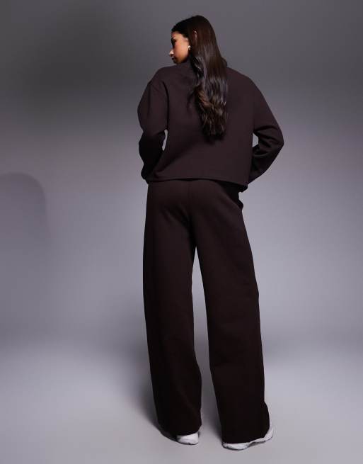 Weekend Collective - Pantalon de jogging d'ensemble ample en tissu épais - Chocolat, 3 de 5