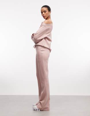 Weekend Collective - Pantalon évasé d'ensemble en maille interlock - Vieux rose M