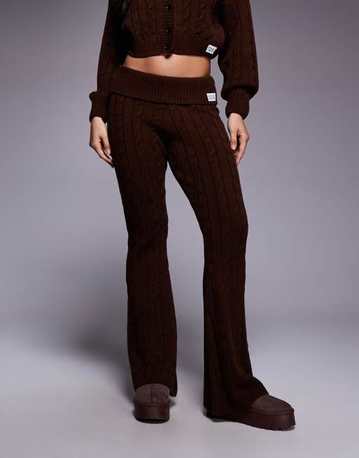 Weekend Collective - Pantalon évasé en maille torsadée - Chocolat, 4 de 5
