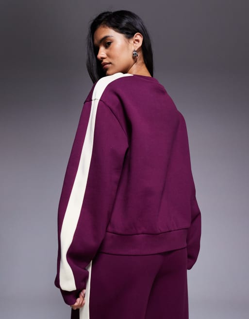 Weekend Collective – Plommonlila, kraftig sweatshirt med 'ski club'-design, del av set, 4 av 4