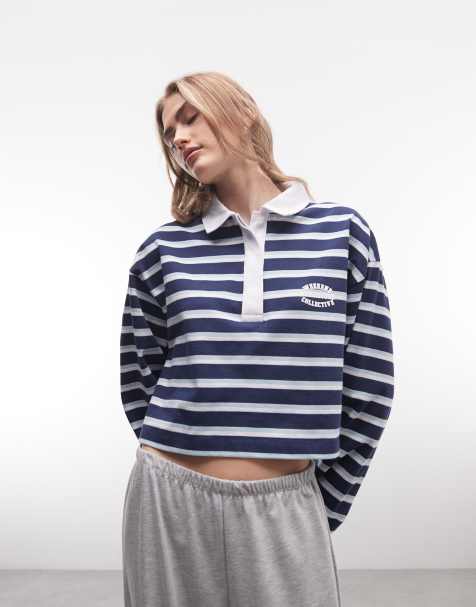 Weekend Collective - Polo corta blu navy a righe - view 1