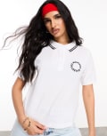 [ASOS WEEKEND COLLECTIVE] Weekend Collective polo shirt with embroidered logo in white S WHITE