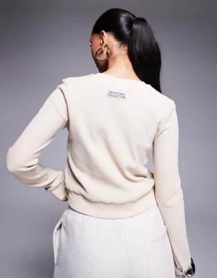Shop Asos Weekend Collective Weekend Collective Ribbed Cardigan In Neutral
