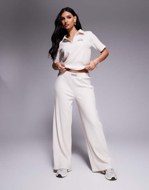 Weekend Collective ribbed collared t-shirt in white (part of a set), 3 of 4