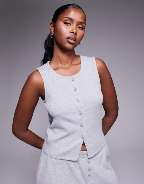 Weekend Collective ribbed vest in heather gray - part of a set - view 1