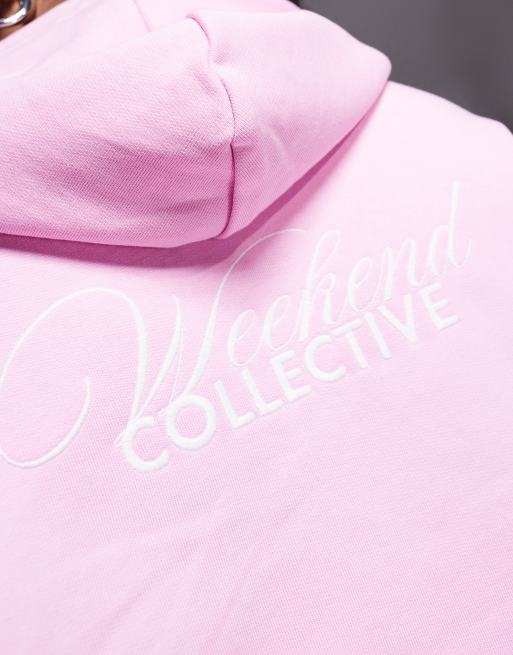 Weekend Collective – Rosa, kort huvtröja med tryck baktill, del av set, 3 av 4