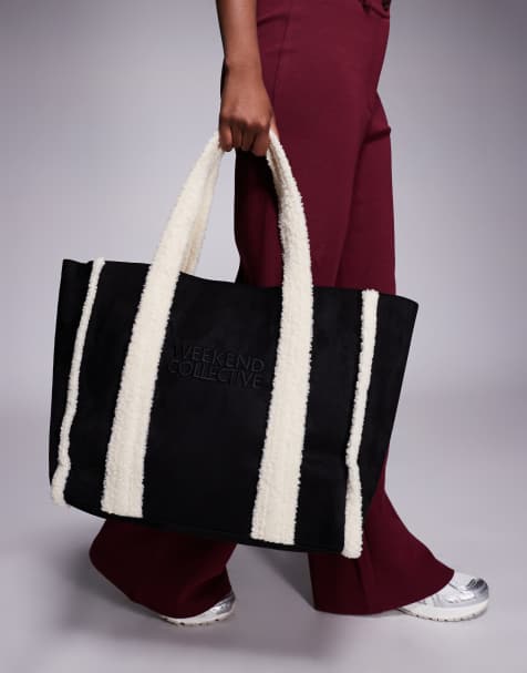Weekend Collective - Sac avec détails en imitation peau de mouton - Noir - view 1