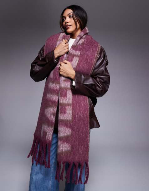 Weekend Collective scarf with jacquard design in plum - view 1