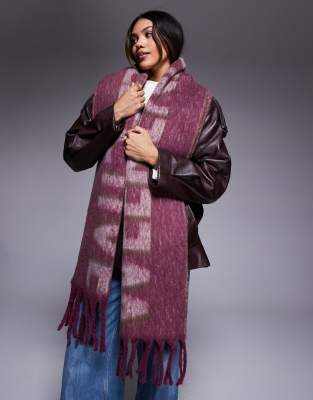 Weekend Collective - Schal in Pflaume mit Jacquard-Design-Bunt