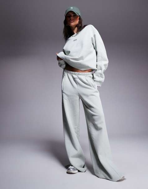 Weekend Collective seamed sweatshirt in washed sage green (part of a set) - view 1