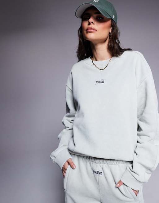 Weekend Collective seamed sweatshirt in washed sage green - part of a set, 2 of 4