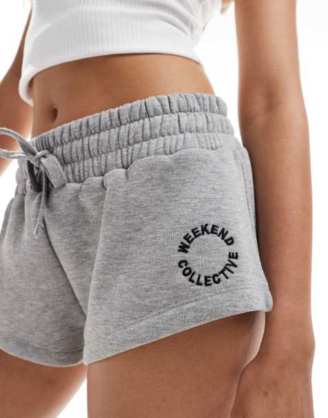 Weekend Collective – Sehr kurze Jersey-Shorts in meliertem Grau - view 1