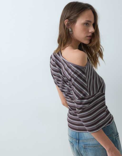 Weekend Collective set med bara axlar och korsettmidja t-shirt i randigt, 4 av 4