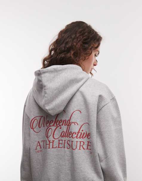Weekend Collective set oversized batwing hoodie with graphic in gray - view 1