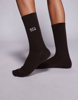Weekend Collective - Socken in Schokobraun-Weiß