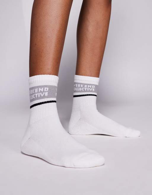 Weekend Collective socks with gray stripe detail