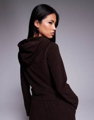 Asos Weekend Collective Weekend Collective Stretch Micro Fleece Sweatshirt In Brown