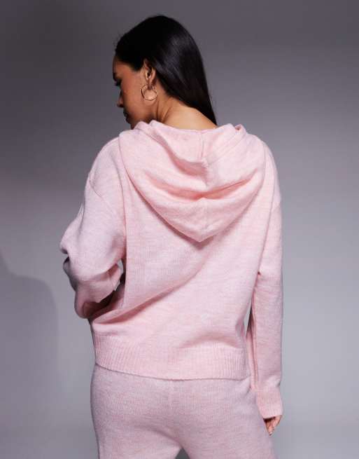 Weekend Collective - Sweat à capuche d'ensemble en maille avec imprimé universitaire - Rose, 3 de 4
