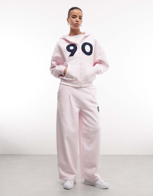 Weekend Collective - Sweat à capuche d'ensemble oversize à motif appliqué - Rose pastel, 2 de 4