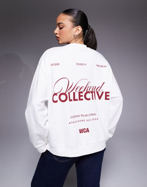 Weekend Collective - Sweat oversize avec logo Athleisure au dos - Crème - view 1