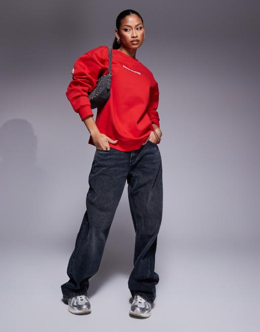 Weekend Collective - Sweat oversize avec logo superposé au dos - Rouge, 4 de 4