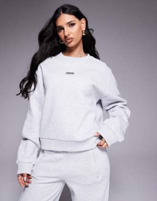 Weekend Collective - Sweatshirt in Grau meliert mit Nahtdetails, Kombiteil