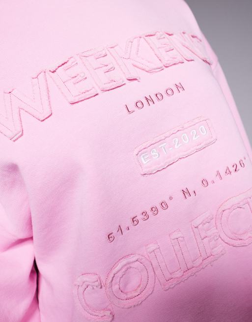 Weekend Collective sweatshirt with applique design in pink