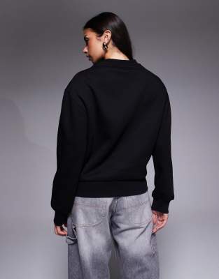 Asos Weekend Collective Weekend Collective Sweatshirt With Hotfix Diamante Graphic In Blue