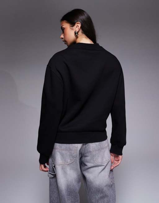Weekend Collective sweatshirt  with hotfix diamante graphic in black, 2 of 4
